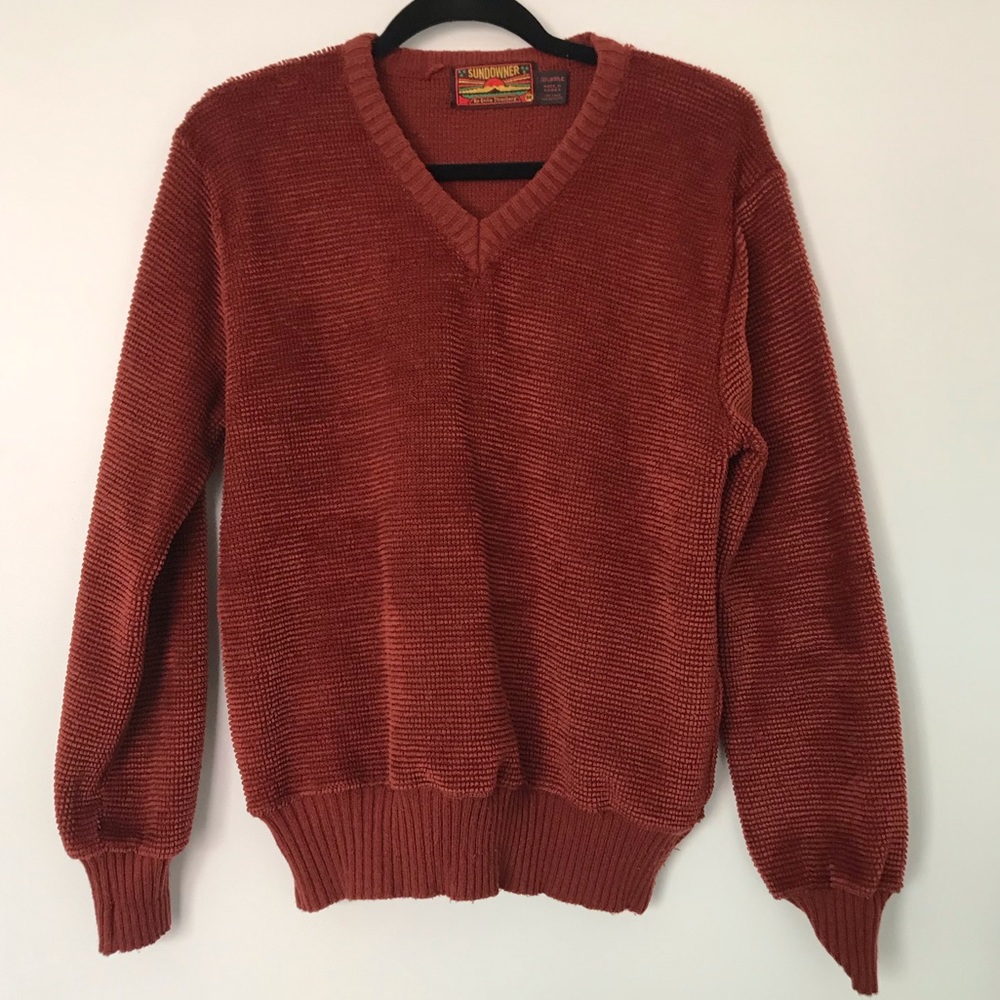 Burnt orange vintage v neck sweater